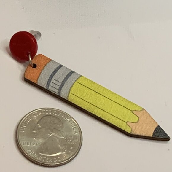 Pencil Earring, Teacher Earring, Educator Earring, Teacher Appreciation Gift - Picture 3 of 4